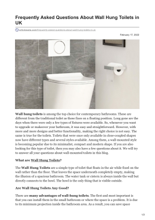 Frequently Asked Questions About Wall Hung Toilets in UK