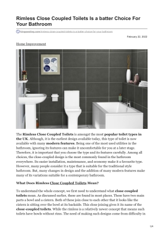 Rimless Close Coupled Toilets Is a batter Choice For Your Bathroom