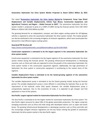 Automotive Hydrostatic Fan Drive System Market Projected to Reach $229.6 Million