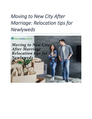 Moving to New City After Marriage: Relocation tips for Newlyweds