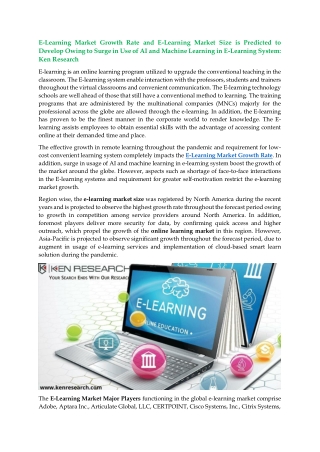 E-Learning Market Size, Major Players, Growth Rate, Future, COVID 19 Impact