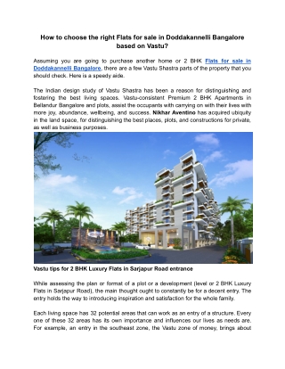 How to choose the right Flats for sale in Doddakannelli Bangalore based on Vastu