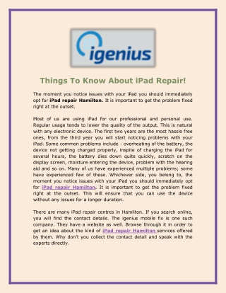 Things To Know About iPad Repair! - iGenius Mobilefix