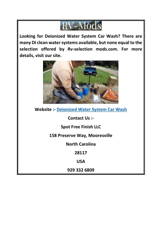 Deionized Water System Car Wash  Rv-mods.com