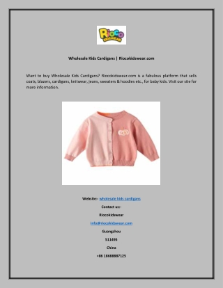 Wholesale Kids Cardigans  Riocokidswear