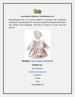 Lace Rompers Wholesale Riocokidswear