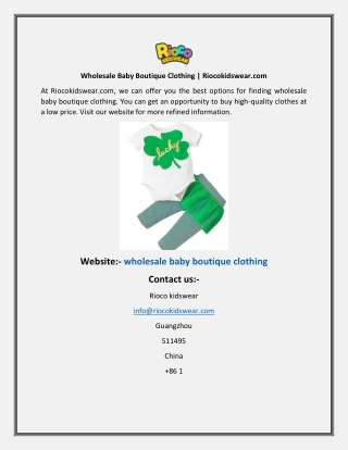 Wholesale Baby Boutique Clothing  Riocokidswear