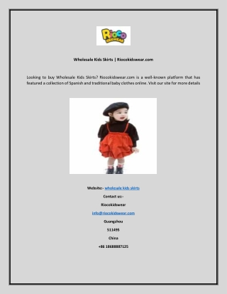 Wholesale Kids Skirts  Riocokidswear