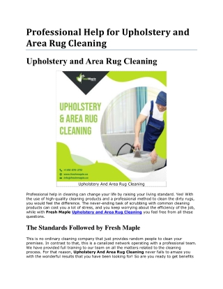 Select High Efficient Cleaning Products for Upholstery and Area Rug Cleaning