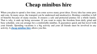 Cheap minibus hire