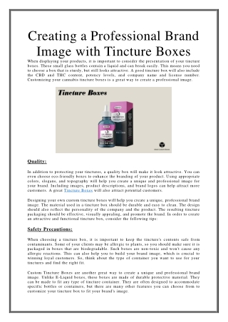 Creating a Professional Brand Image with Tincture Boxes