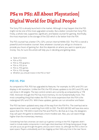 PS4 vs PS5: All About Play station | Digital World for Digital People