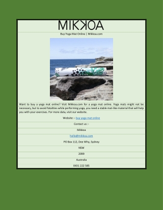 Buy Yoga Mat Online | Mikkoa.com