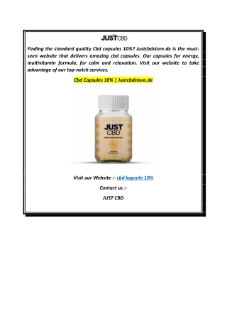 Cbd Capsules 10%  Justcbdstore.de