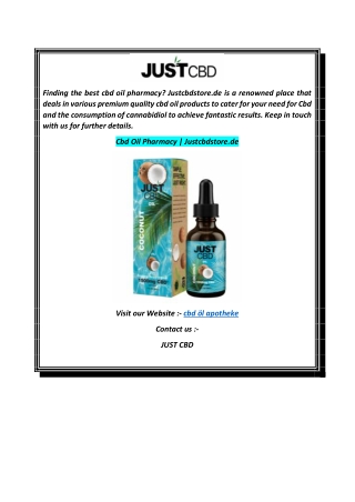Cbd Oil Pharmacy  Justcbdstore.de