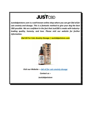 Cbd Oil For Cats Anxiety Dosage  Justcbdpetstore.com
