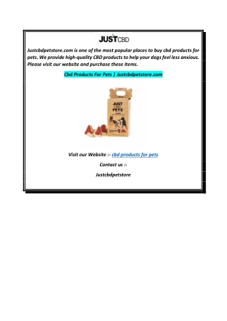 Cbd Products For Pets  Justcbdpetstore.com