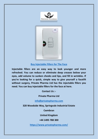 Buy Injectable Fillers for the Face | Privatepharma.com