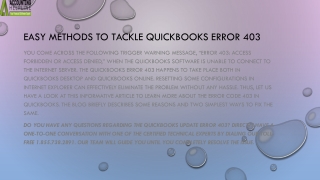 Easy troubleshooting methods for QuickBooks Error 403