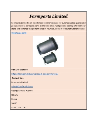 Toyota Genuine Car Spare Parts at Best Price