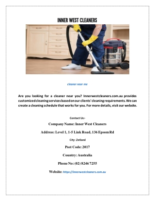 Cleaner Near Me | Innerwestcleaners.com.au