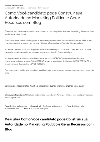 Como Você candidato pode Construir sua Autoridade no Marketing Político e Gerar Recursos com Blog