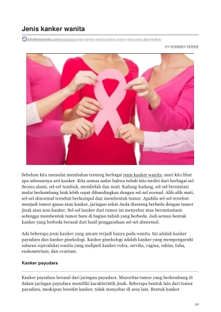 Jenis kanker wanita - klinikkelaminku.com