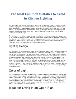 The Most Common Mistakes to Avoid in Kitchen Lighting