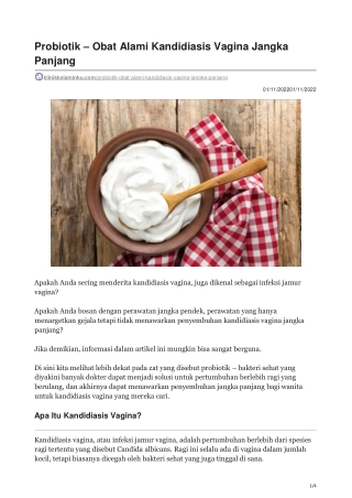 Probiotik  Obat Alami Kandidiasis Vagina Jangka Panjang - klinikkelaminku.com