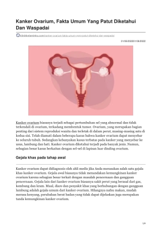 Kanker Ovarium Fakta Umum Yang Patut Diketahui Dan Waspadai-klinikkelaminku.com