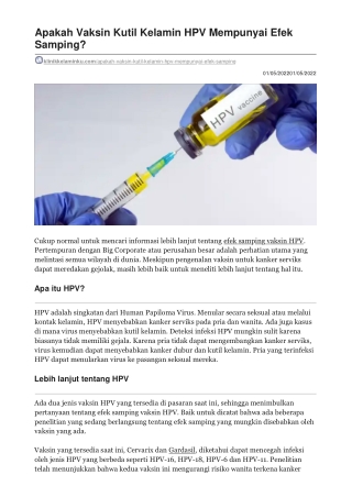 Apakah Vaksin Kutil Kelamin HPV Mempunyai Efek Samping - klinikkelaminku.com