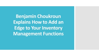 Benjamin Choukroun - How to Add an Edge to Your Inventory Management Functions