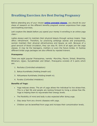 Breathing Exercises Are Best During Pregnancy