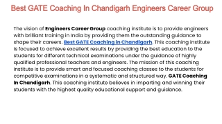 Best GATE Coaching In Chandigarh Engineers Career Group