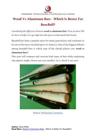 Difference Is WOOD VS ALUMINUM BATS: WHICH IS BETTER?