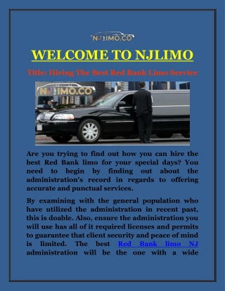 Hiring The Best Red Bank Limo Service