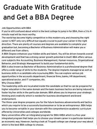 Graduate With Gratitude and Get a BBA Degree