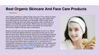 Best Organic Skincare And Face Care Products