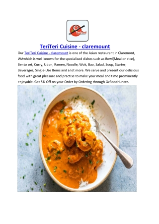 5% off – TeriTeri Cuisine claremount Restaurant Menu, WA