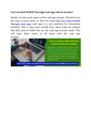 Can You Send $10000 Through Cash App with no hassles?