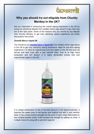 Chuckle Berry e liquid UK