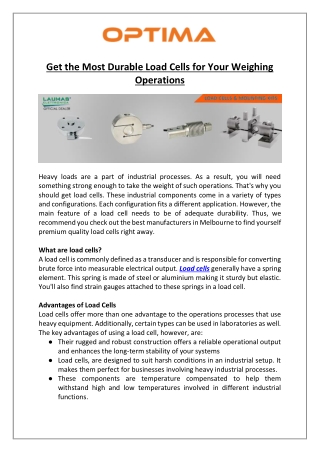 Get the Most Durable Load Cells for Your Weighing Operations