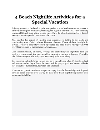 4 Beach Nightlife Activities for a Special Vacation