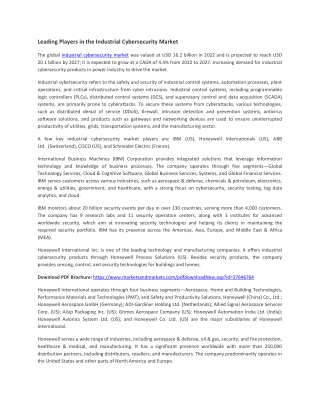 Industrial Cybersecurity Market