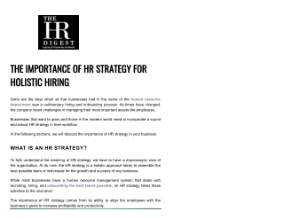 The Significance of HR Strategy in Holistic Hiring
