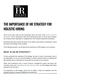 The Significance of HR Strategy in Holistic Hiring