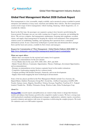Global Fleet Management Market Drivers, Opportunities, Developments, Revenue