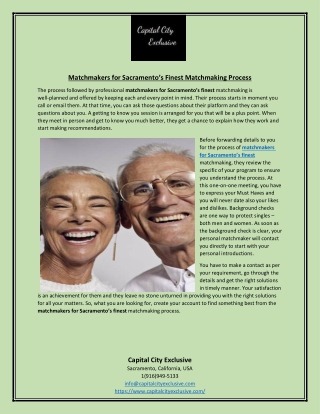 Matchmakers for Sacramento’s Finest Matchmaking Process