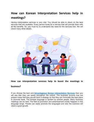 How can Korean Interpretation Services help in meetings