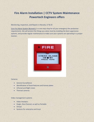 Cctv Fire Alarm System Biometric